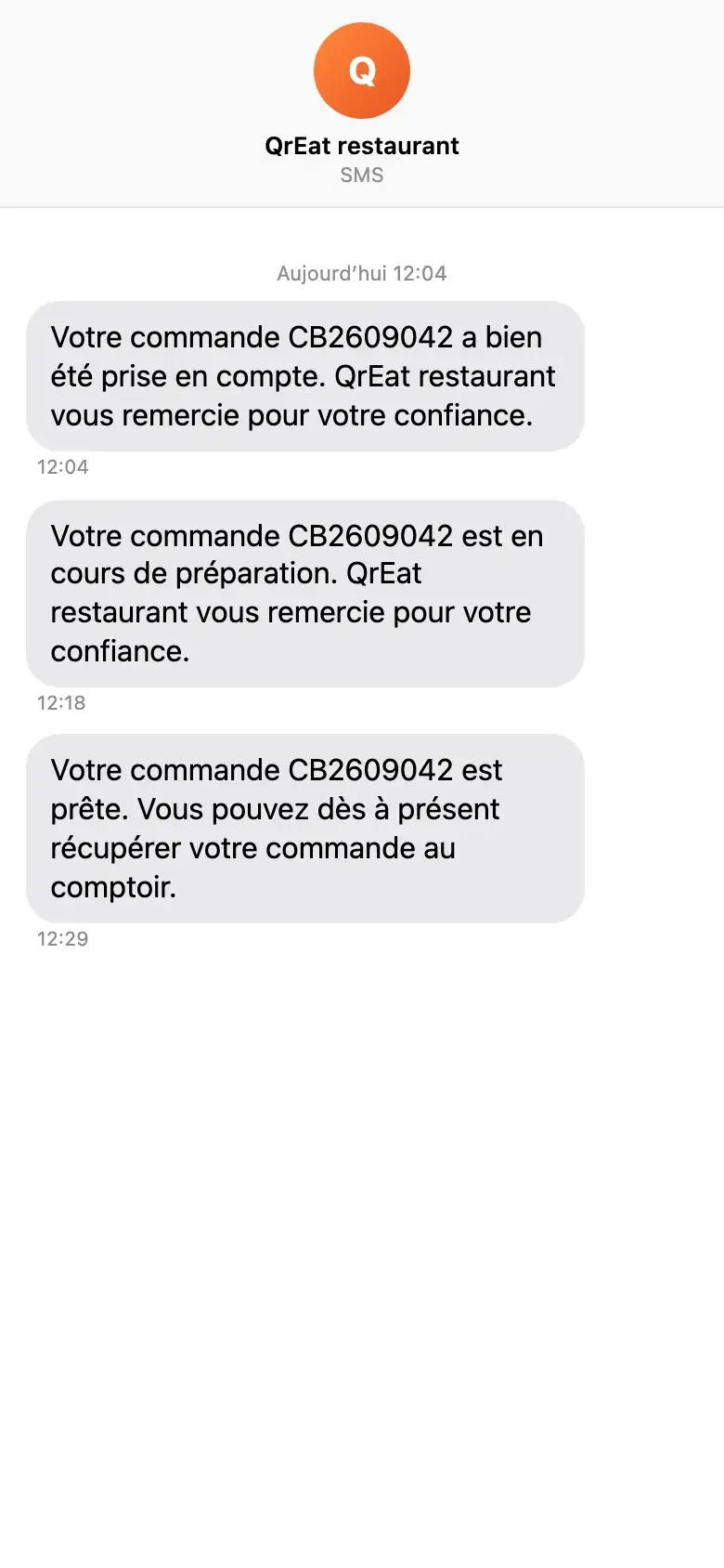 SMS reçu par le client : sa commande vient de partir en livraison