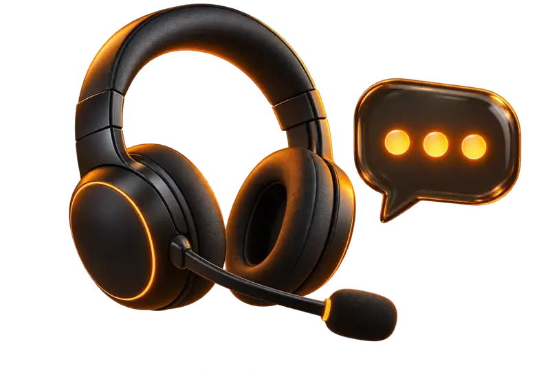 Casque de support et bulle de discussion