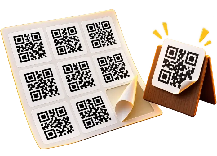 Planche de stickers QR codes et chevalet de table