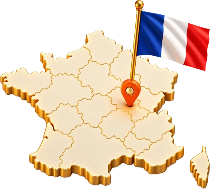 Carte de France avec un drapeau
