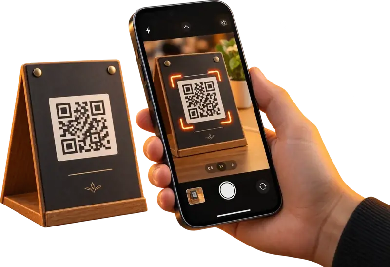 Téléphone qui scanne le QR code du chevalet
