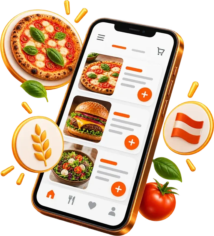 Carte du restaurant sur un téléphone