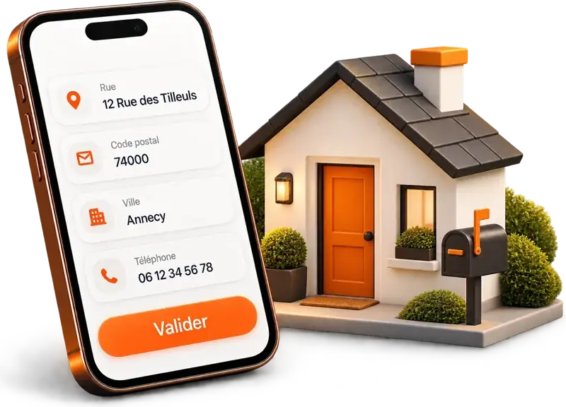 Formulaire d’adresse de livraison et maison